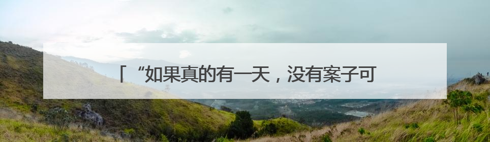 “如果真的有一天，没有案子可以办了，我秃点也不是不行”