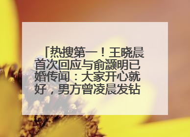 热搜第一！王晓晨首次回应与俞灏明已婚传闻：大家开心就好，男方曾凌晨发钻戒照表白