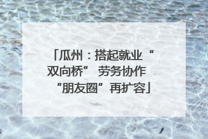瓜州：搭起就业“双向桥” 劳务协作“朋友圈”再扩容