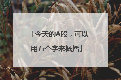 今天的A股，可以用五个字来概括