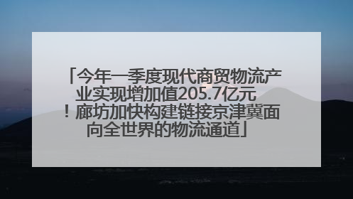 今年一季度现代商贸物流产业实现增加值205.7亿元！廊坊加快构建链接京津冀面向全世界的物流通道