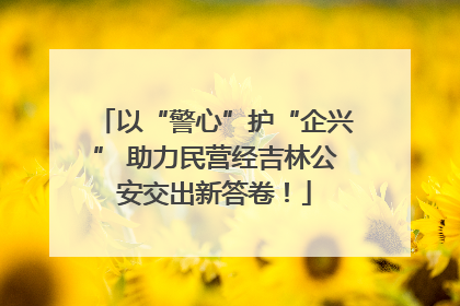 以“警心”护“企兴” 助力民营经吉林公安交出新答卷！