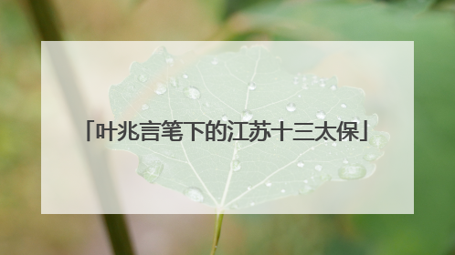 叶兆言笔下的江苏十三太保