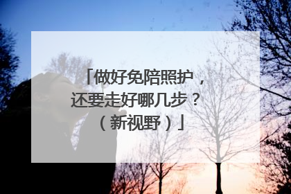 做好免陪照护，还要走好哪几步？（新视野）