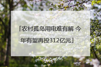 农村孤岛用电难有解 今年有望再投312亿元