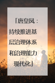 唐皇凤：持续推进基层治理体系和治理能力现代化