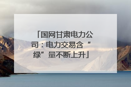 国网甘肃电力公司：电力交易含“绿”量不断上升