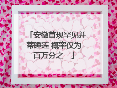 安徽首现罕见并蒂睡莲 概率仅为百万分之一