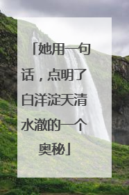 她用一句话，点明了白洋淀天清水澈的一个奥秘