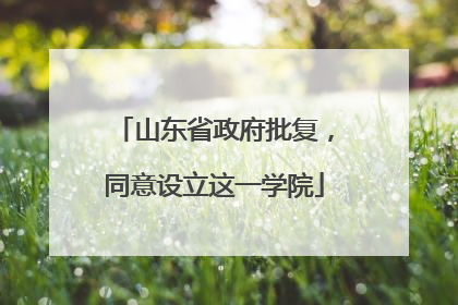 山东省政府批复，同意设立这一学院