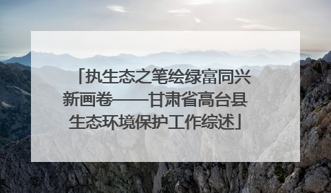 执生态之笔绘绿富同兴新画卷——甘肃省高台县生态环境保护工作综述