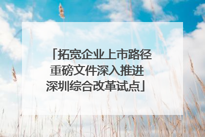 拓宽企业上市路径 重磅文件深入推进深圳综合改革试点
