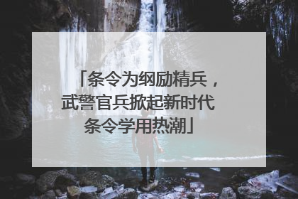 条令为纲励精兵，武警官兵掀起新时代条令学用热潮