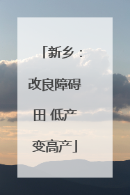 新乡：改良障碍田 低产变高产