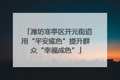 潍坊寒亭区开元街道用“平安底色”提升群众“幸福成色”