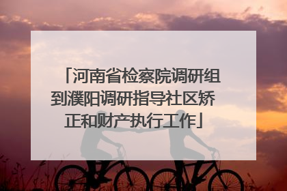 河南省检察院调研组到濮阳调研指导社区矫正和财产执行工作