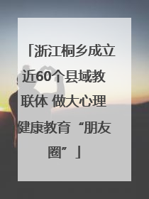 浙江桐乡成立近60个县域教联体 做大心理健康教育“朋友圈”