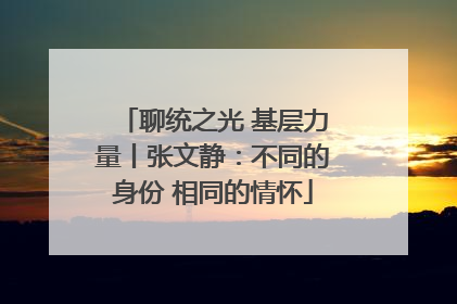 聊统之光 基层力量丨张文静：不同的身份 相同的情怀