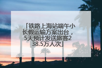 铁路上海站端午小长假运输方案出台，5天预计发送旅客238.5万人次