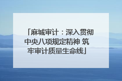 麻城审计：深入贯彻中央八项规定精神 筑牢审计质量生命线