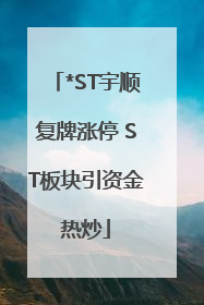 *ST宇顺复牌涨停 ST板块引资金热炒