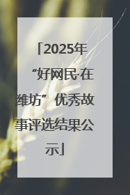 2025年“好网民·在潍坊”优秀故事评选结果公示
