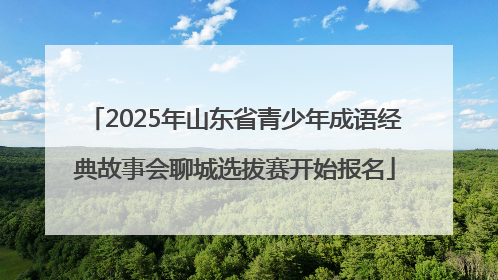 2025年山东省青少年成语经典故事会聊城选拔赛开始报名
