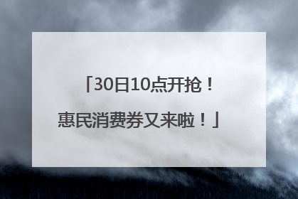 30日10点开抢！惠民消费券又来啦！