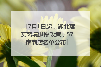 7月1日起，湖北落实离境退税政策，57家商店名单公布